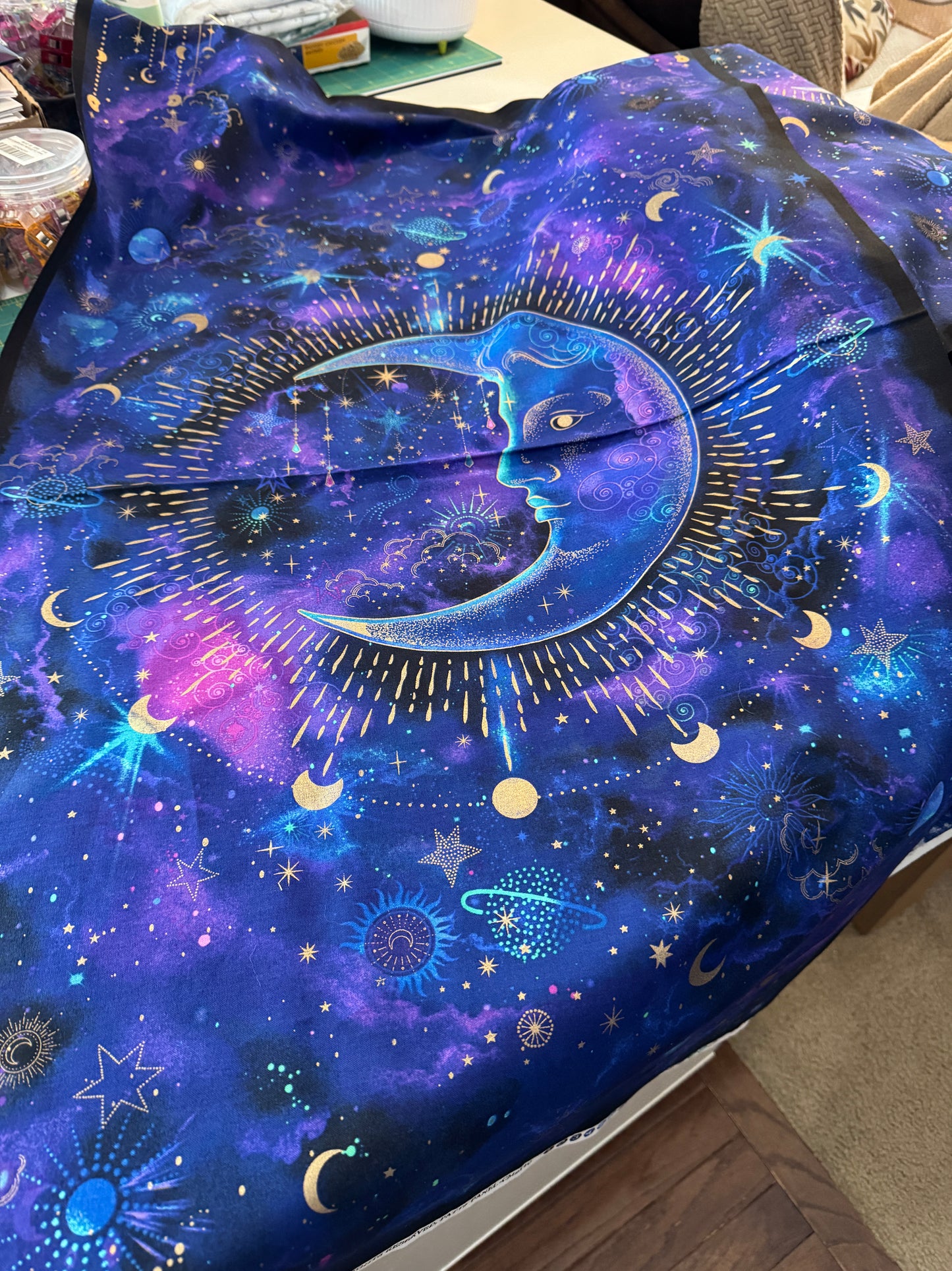 Tapestry Moon Cosmos Panel Only  - Metallic Moon Celestial Panel