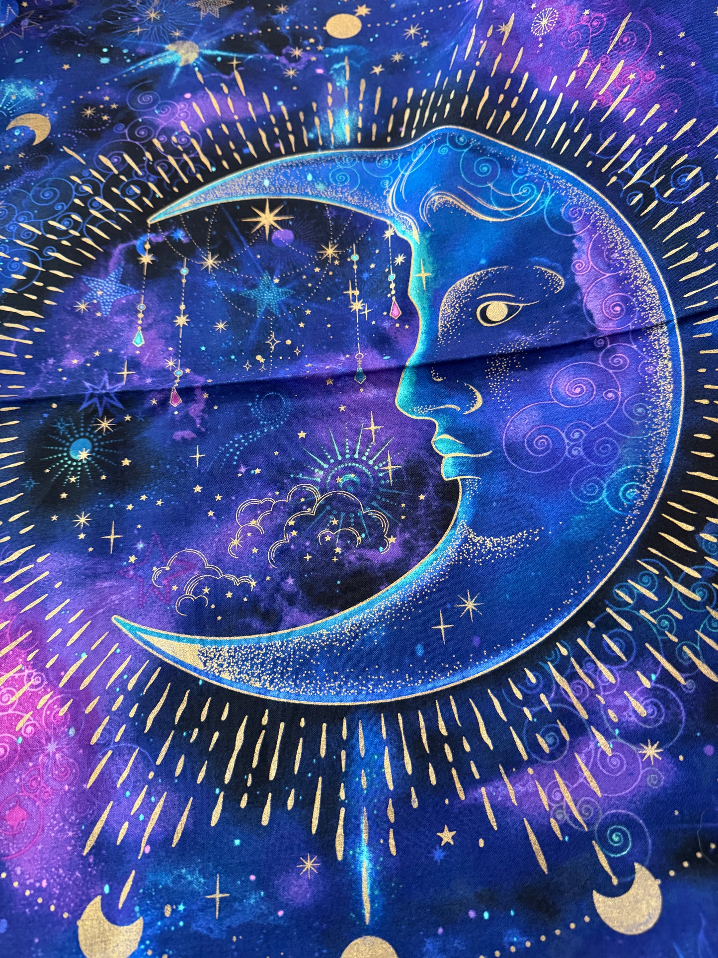 Tapestry Moon Cosmos Panel Only  - Metallic Moon Celestial Panel