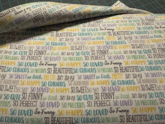 Doodle Baby Flannel - Sweet Words Flannel Fabric by the Yard