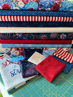 Stars & Stripes Patriotic Fabric Bundle – Panel + 8 FQs (Timeless Treasures)