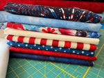 Stars & Stripes Patriotic Fabric Bundle – Panel + 8 FQs (Timeless Treasures)