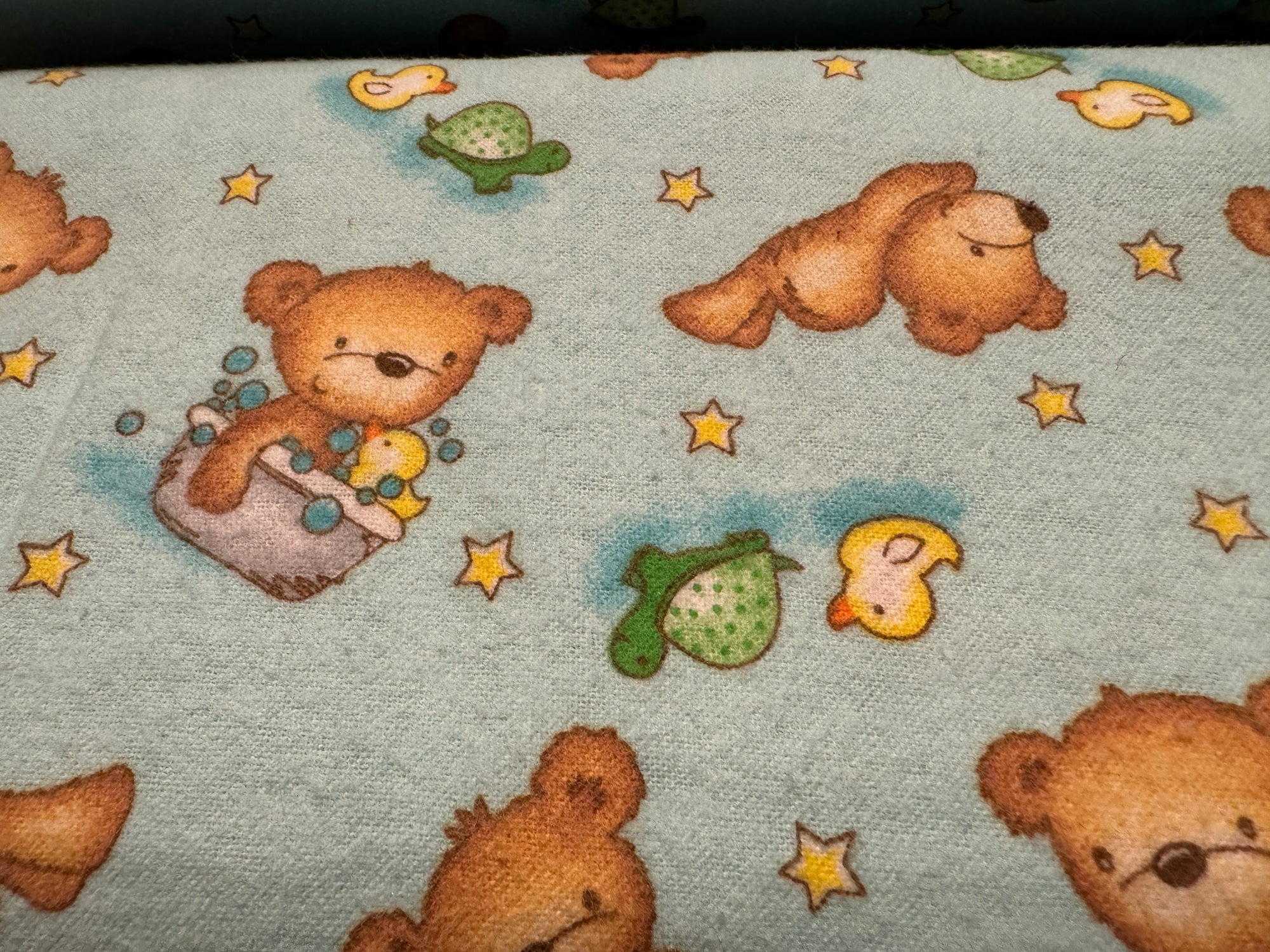 Teddy Bears & Rubber Ducky Comfy baby flannel fabric by the yard REMNENT - EOB 2 1/3 yard