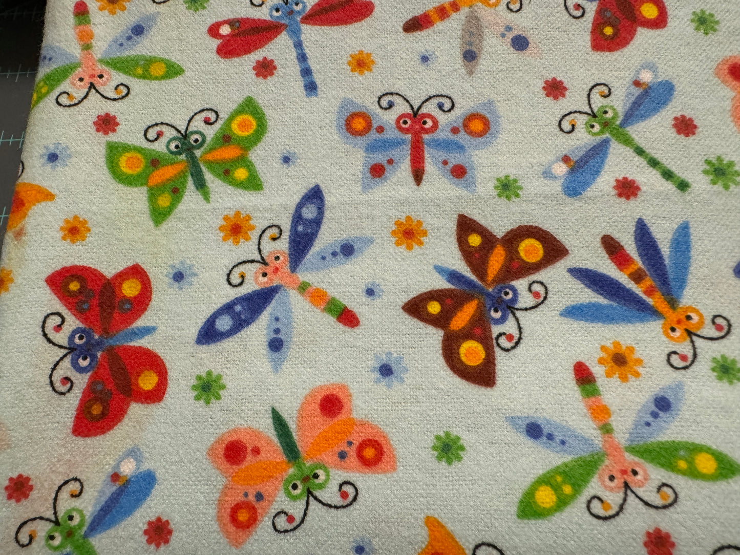 Blue Happy Folk Flannel Butterflies & Dragonflies Flannel