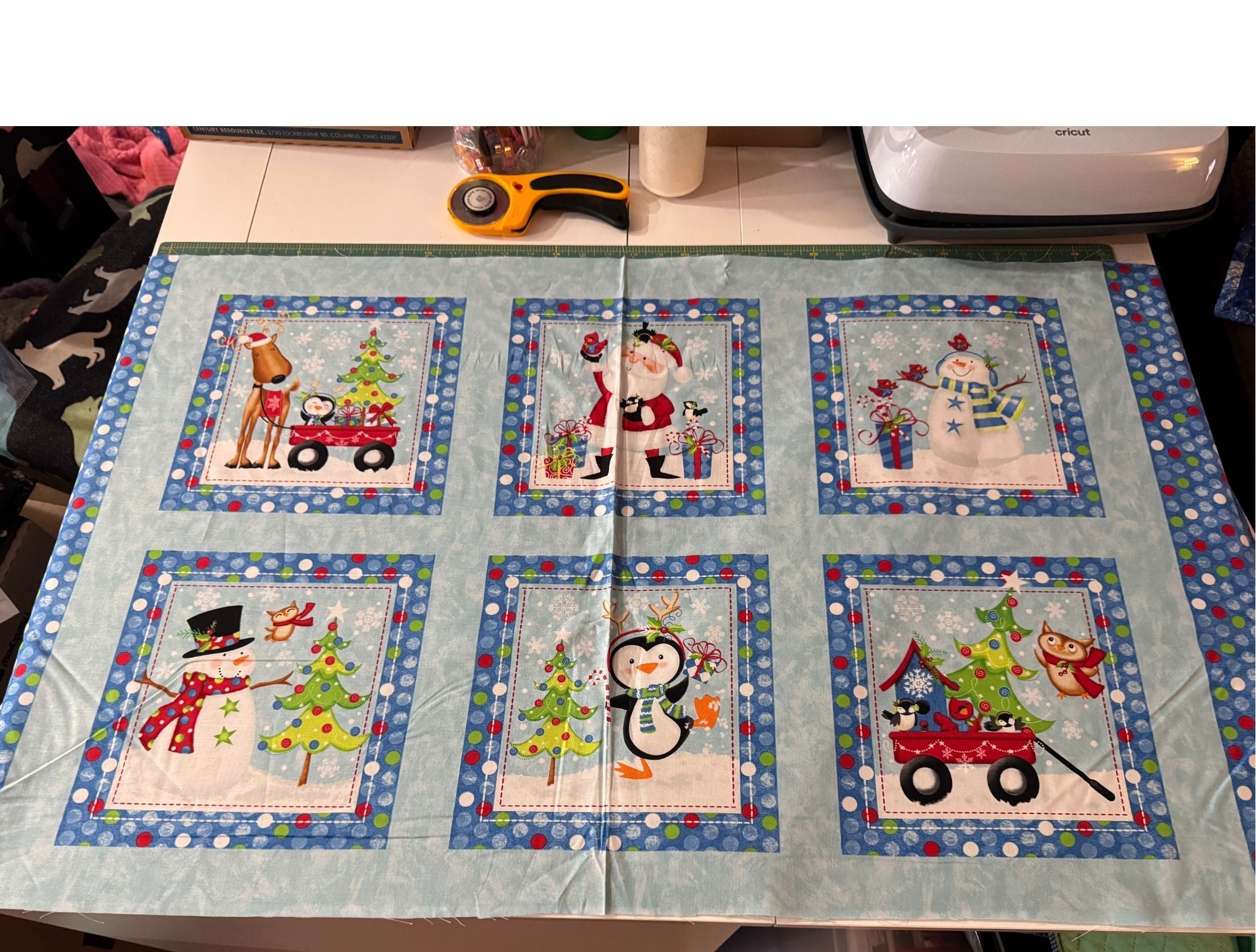 A Jolly Good Time – 24" Christmas Fabric Panel by Studio E (Victoria Hutto) – 6 Block Panel