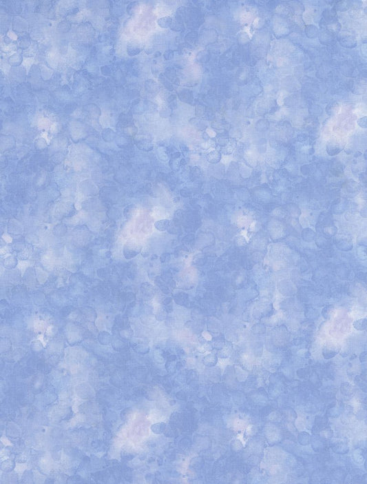 Solid-Ish Watercolor Texture KIM-6100 Sky Blue Cotton Blender Fabric by the Yard