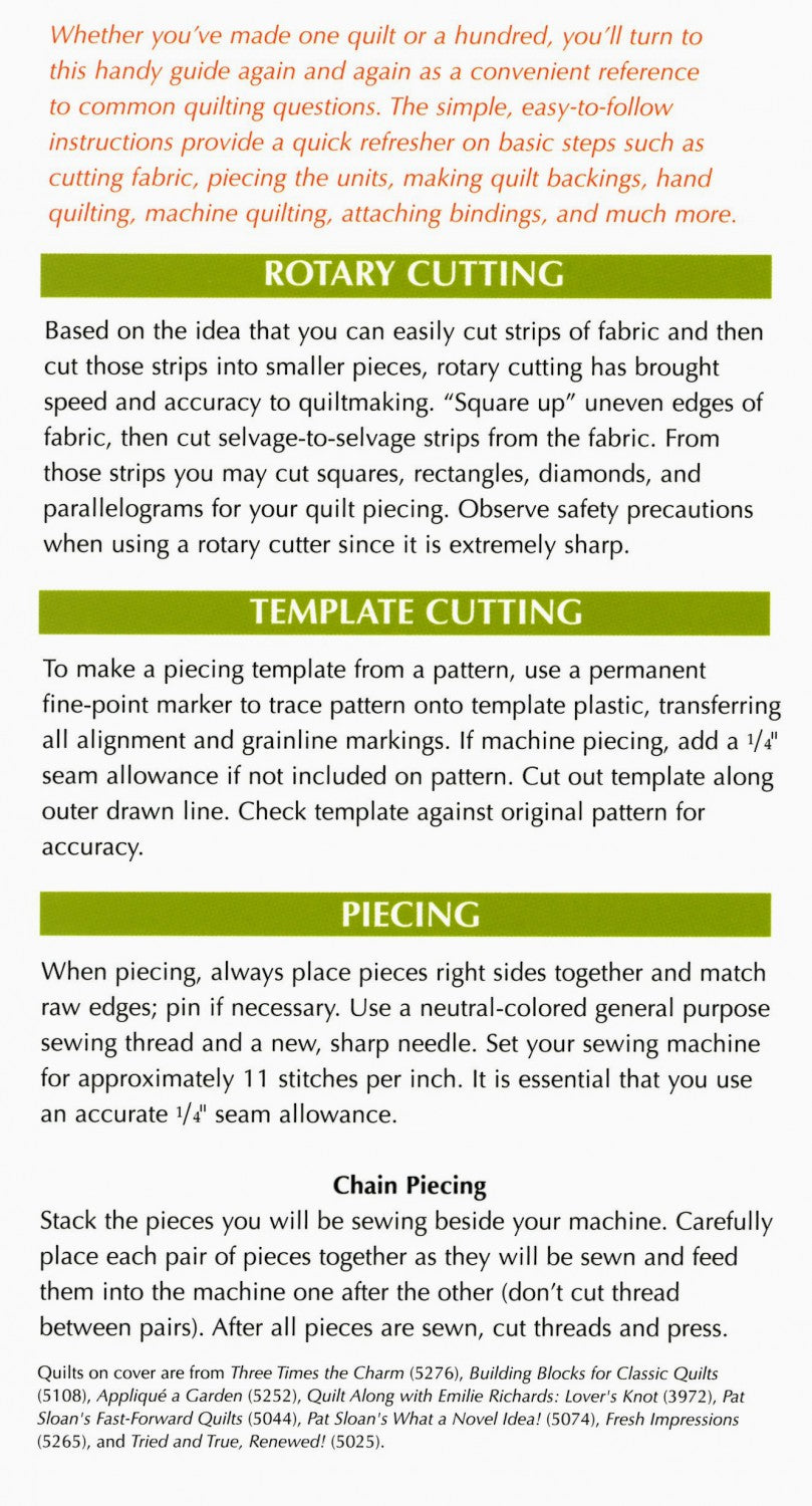 Quilting Basics Pocket Guide - Quilting Reference