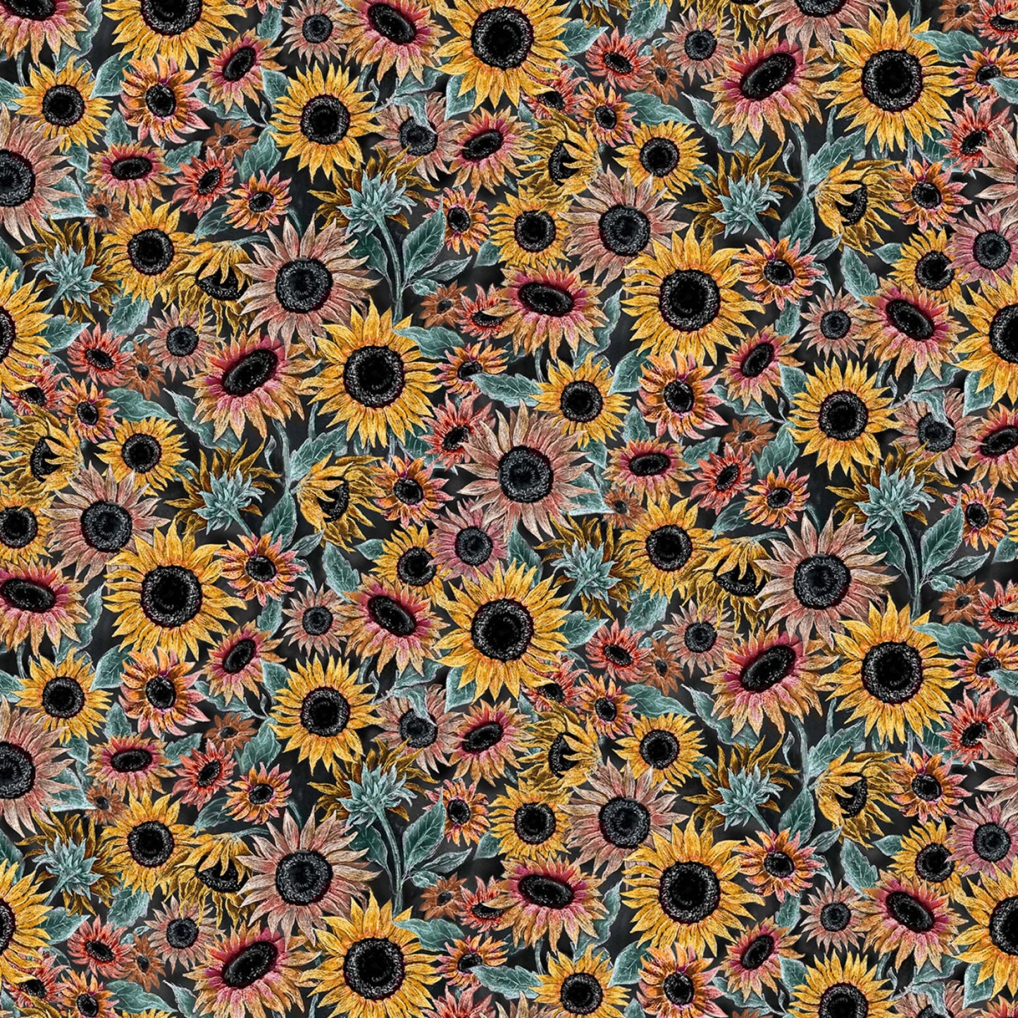 Flower Market Floral Rustic DIY Sunflower Panel Quilt - The Framed Collection