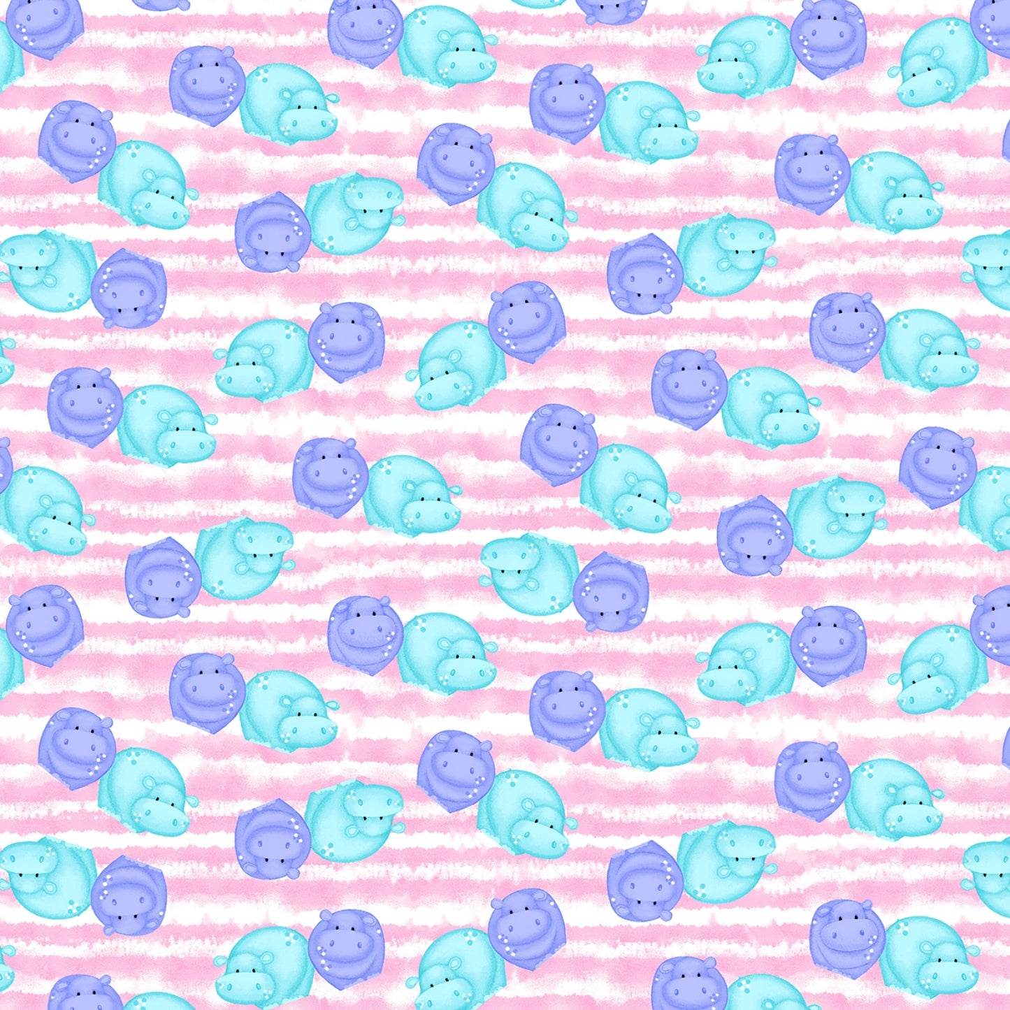 Hippo Print Comfy baby flannel - hippopotamus flannel fabric by the yard