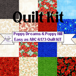 Easy as ABC and 123 Quilt - Poppy Dreams & Poppy Hill Beginner Queen Size Quilt Kit