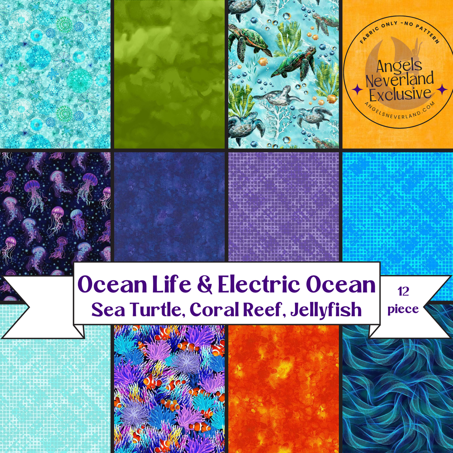 Ocean Life Ultimate FQs Bundle - Sea Turtle, Jellyfish & Coral Reef