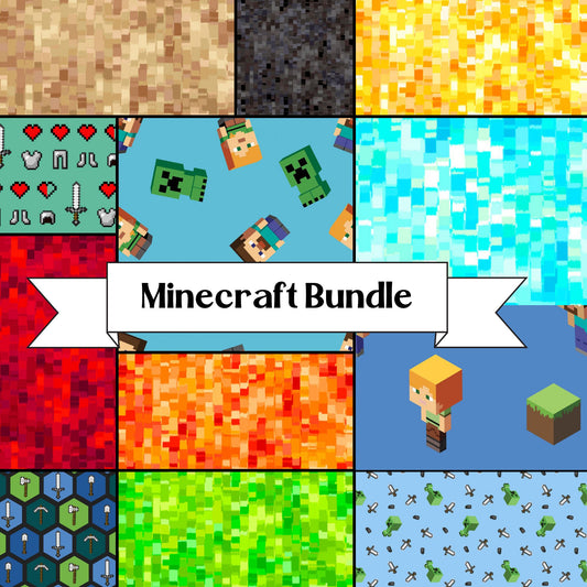 Ultimate Minecraft Fabric Bundle with Alex, Steve, Creepers and Pixel Fabrics