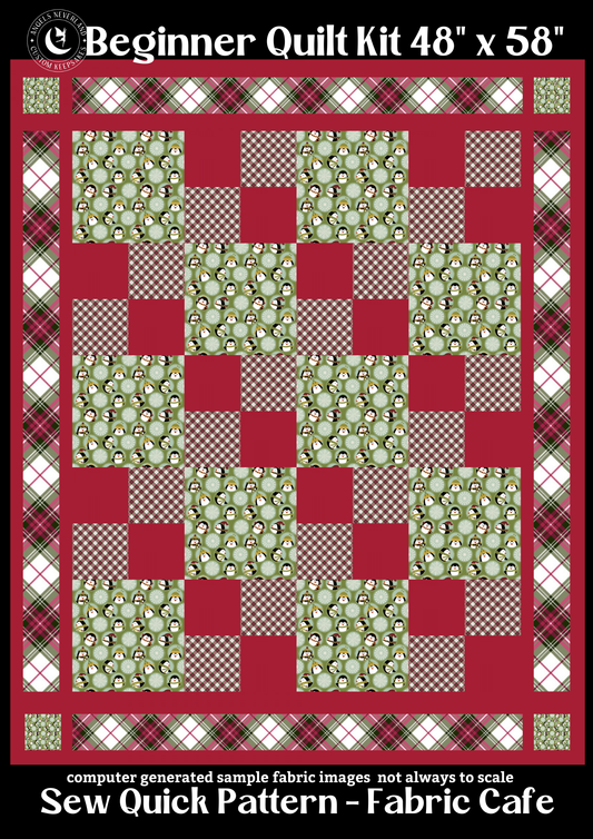 Beginner Quilt Kit from Fabric Café with Penguin Fabric & FREE video tutorial