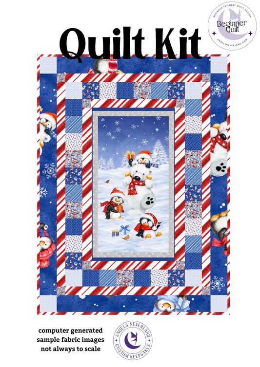 Easy DIY Beginner Christmas Quilt Kit for Holiday Quilt - PRECUT Snow What Fun 5" Picture This Pattern