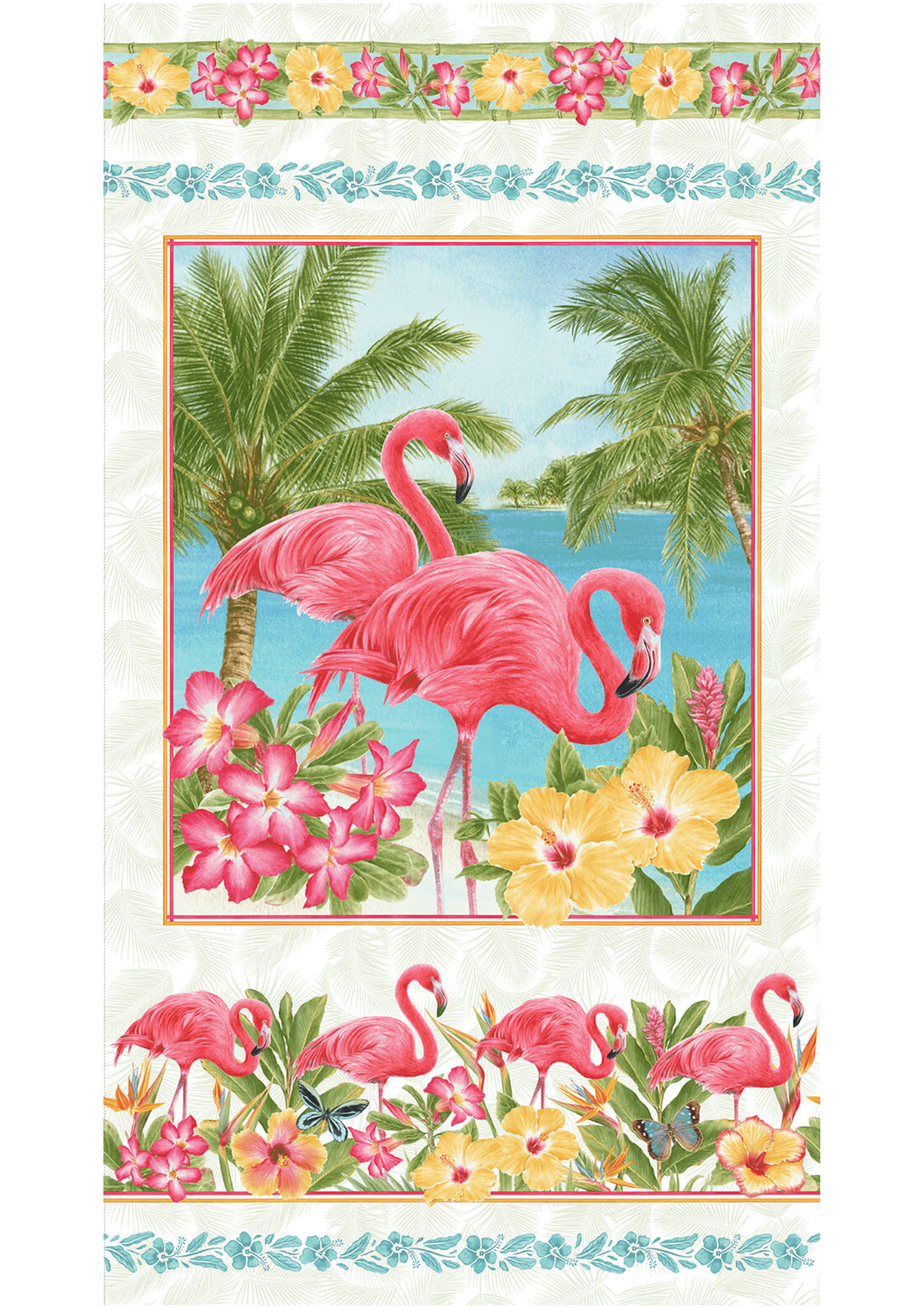 Pink Paradise Flamingo - ON KEY Tropical Floral Beginner Quilt Kit
