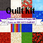 Easy as ABC and 123 Quilt - Poppy Dreams & Poppy Hill Beginner Queen Size Quilt Kit