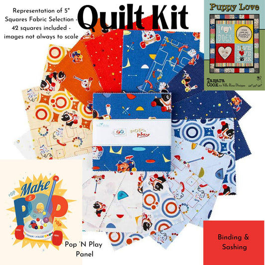 Pop 'N Play Nostalgic Panel Quilt Kit using Villa Rosa Pattern Puppy Love