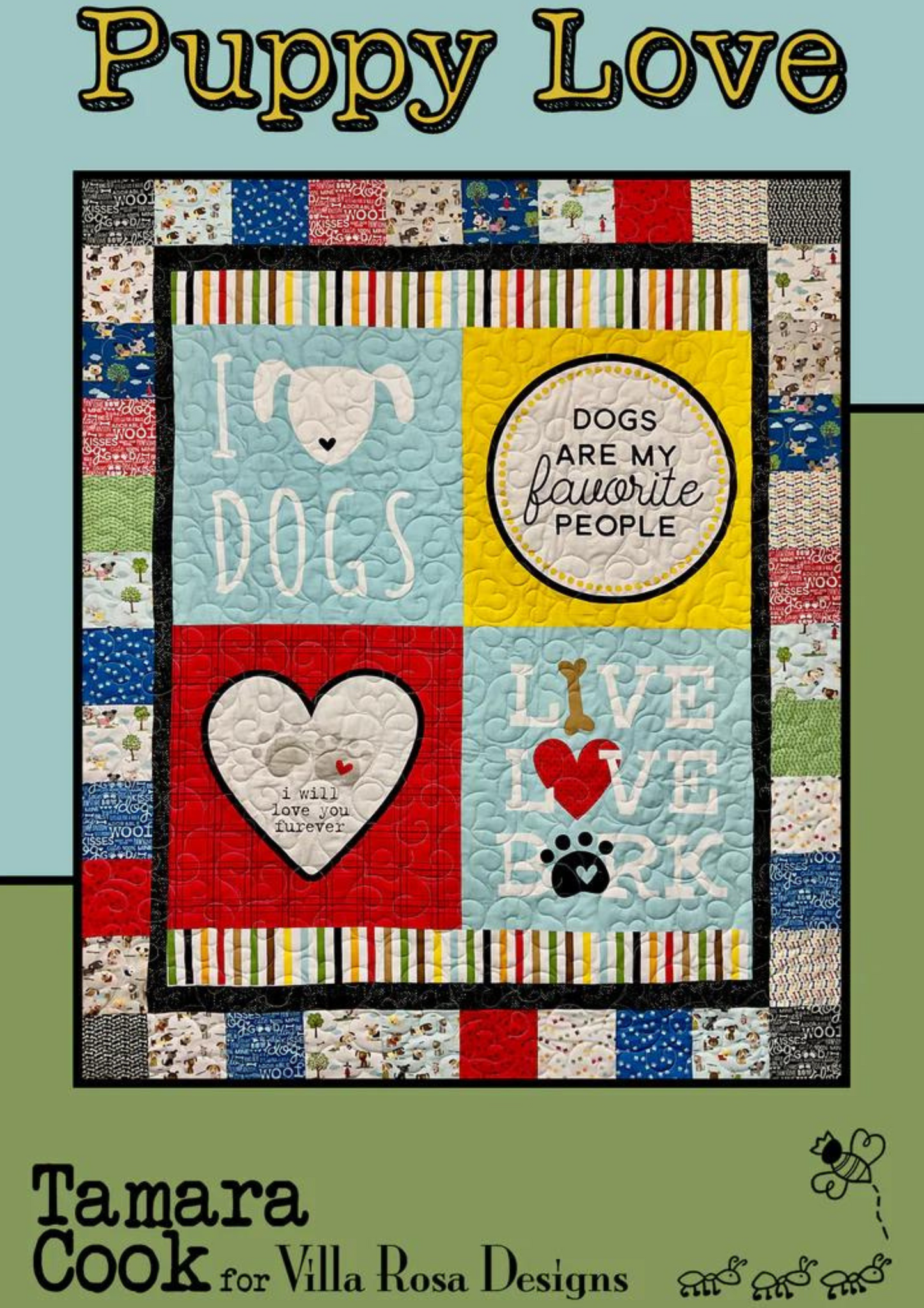 Pop 'N Play Nostalgic Panel Quilt Kit using Villa Rosa Pattern Puppy Love