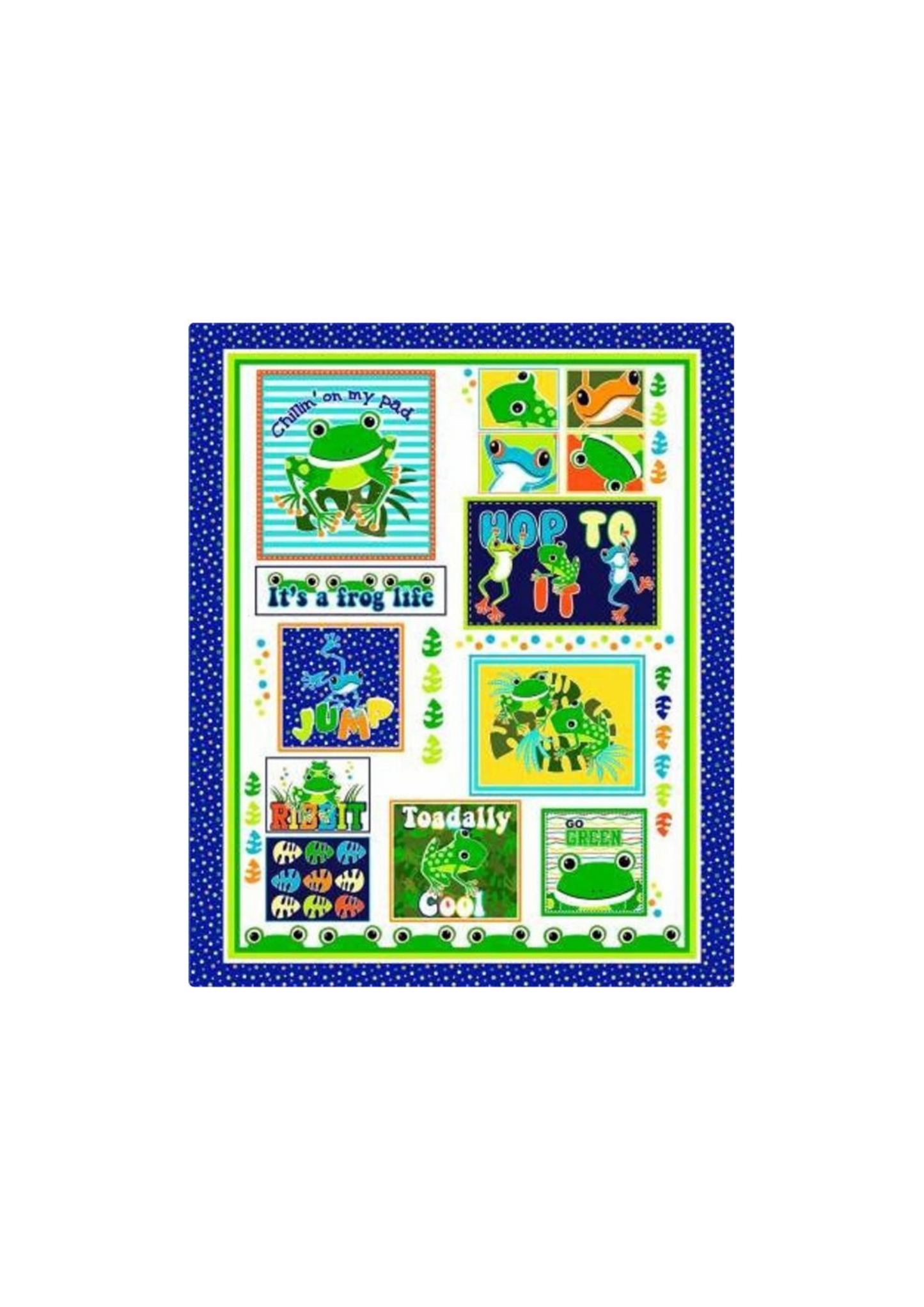 Toadally Cool Glow in the Dark Frog Beginner Quilt Kit - Puppy Love Pattern - Villa Rosa