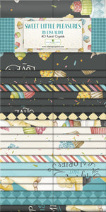 Sweet Little Pleasures Cupcakes on Black Fabric by the Yard