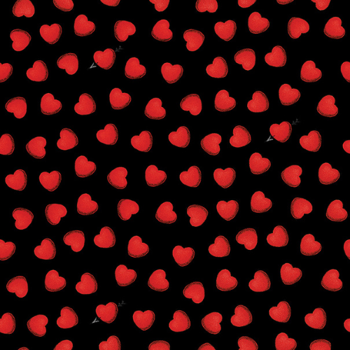 All My Heart - Heart Toss Black - pairs with Bonjour Parisian Paris Fabric by the Yard