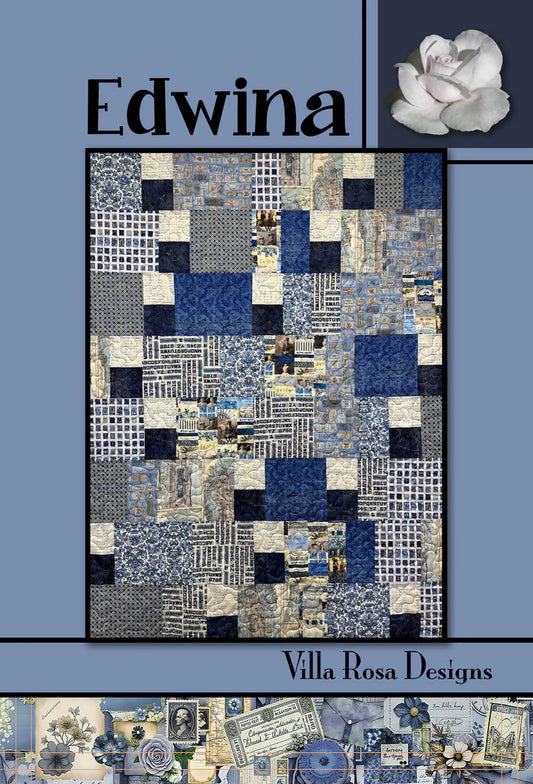 Digital RoseCard -Edwina Quilt Pattern PDF Download - Beginner FQ quilt pattern