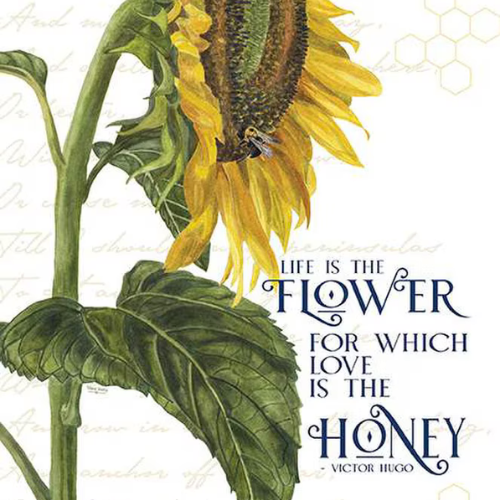 Honey Bees and Flowers Please - Life is the Flower Panel Only - Sunflower Panel