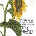 Honey Bees and Flowers Please - Life is the Flower Panel Only - Sunflower Panel