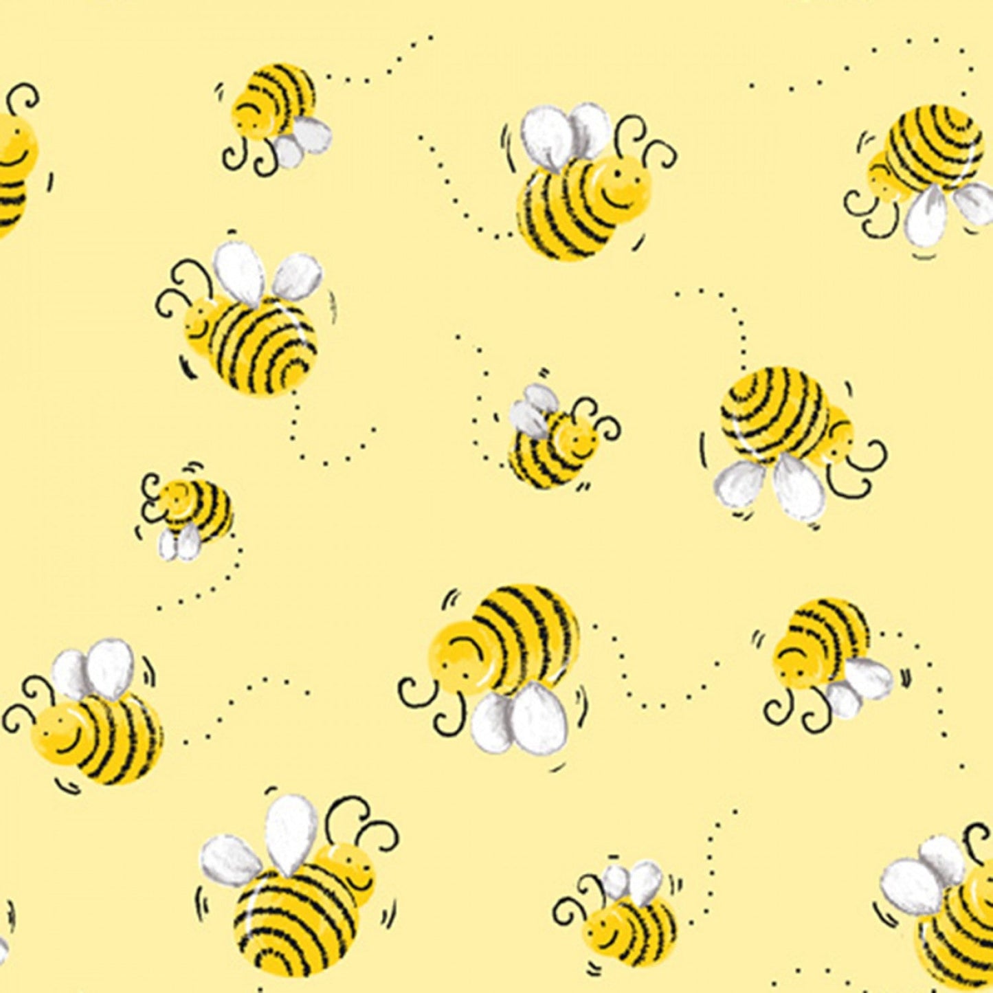 White Bees Allover Cotton Fabric - Susybee Sweet Bees Collection - SB20197-100
