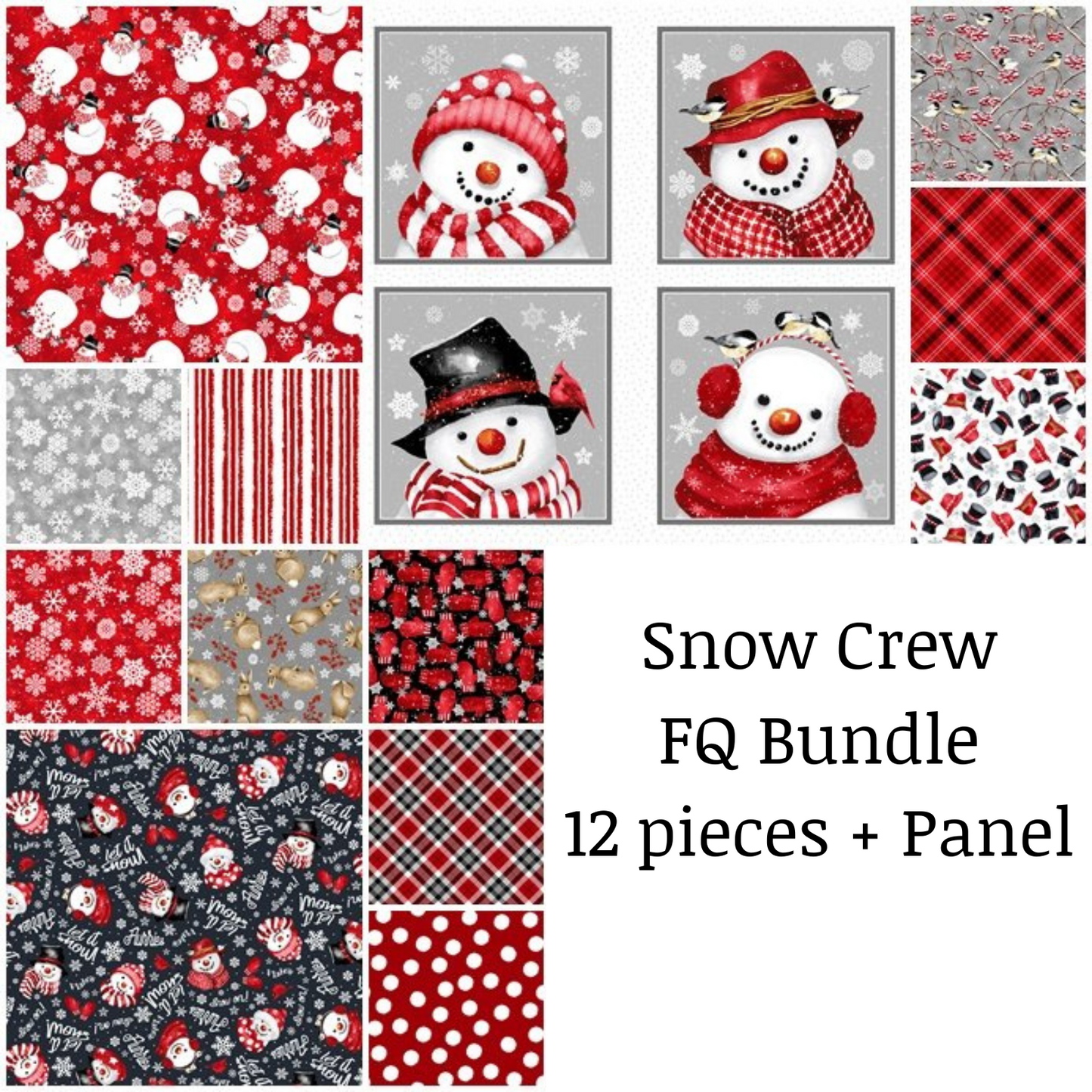 Snow Crew Fat Quarter Bundle with Block Panel - Barb Tourtillotte