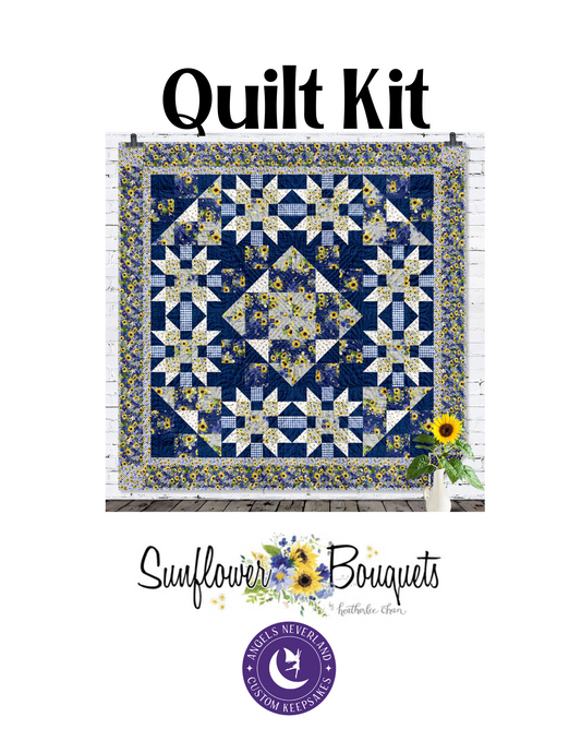 Sunflower Bouquets Rotating Stars QUILT KIT approximate finished size 88" x 88