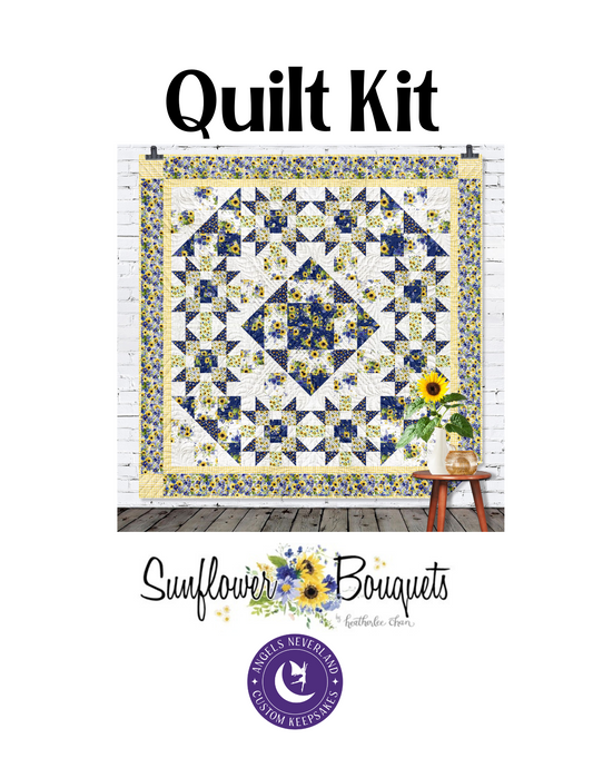 Sunflower Bouquets Rotating Stars QUILT KIT (yellow) approximate finished size 88" x 88