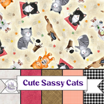 Cute Sassy Cats Cotton FQs Fabric Bundle