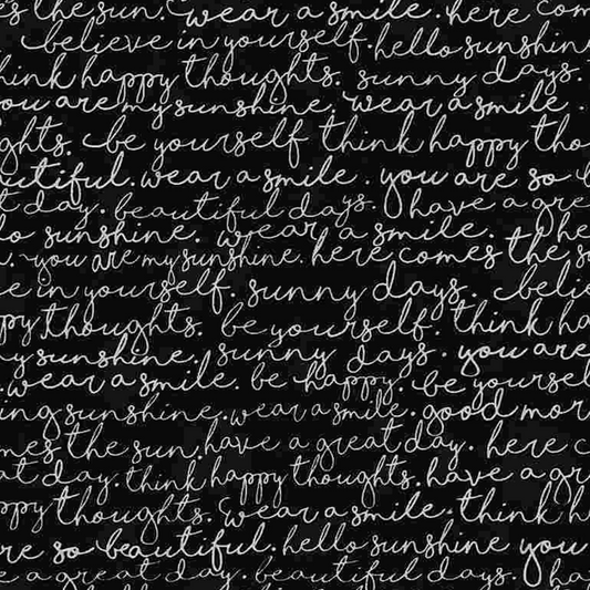 You Are My Sunshine & Home is Where My Honey Is - BLACK Chalkboard Script Cotton Fabric by the yard