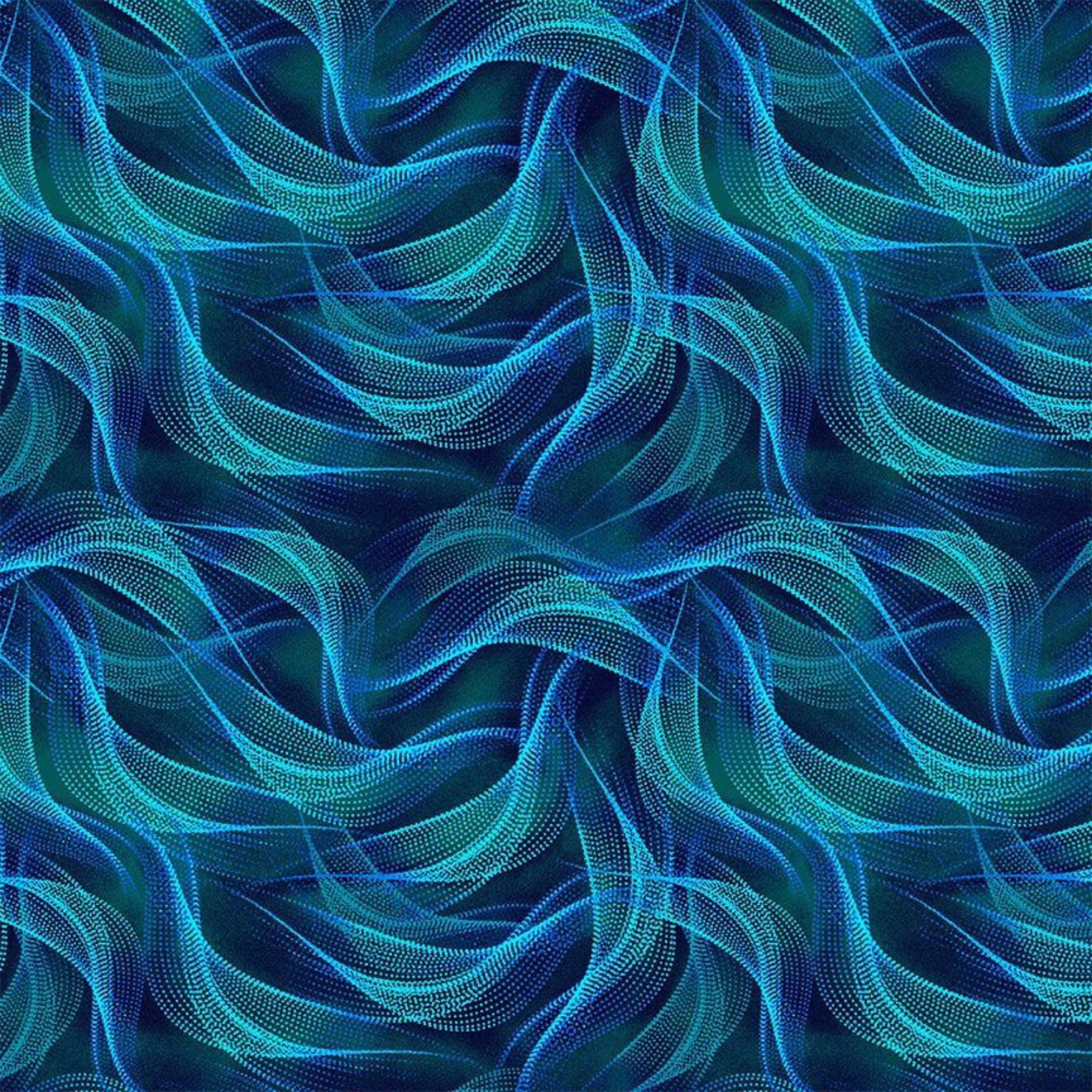Electric Ocean Dotty Waves Aqua Cotton Fabric by the Yard (SEA-CD2857)