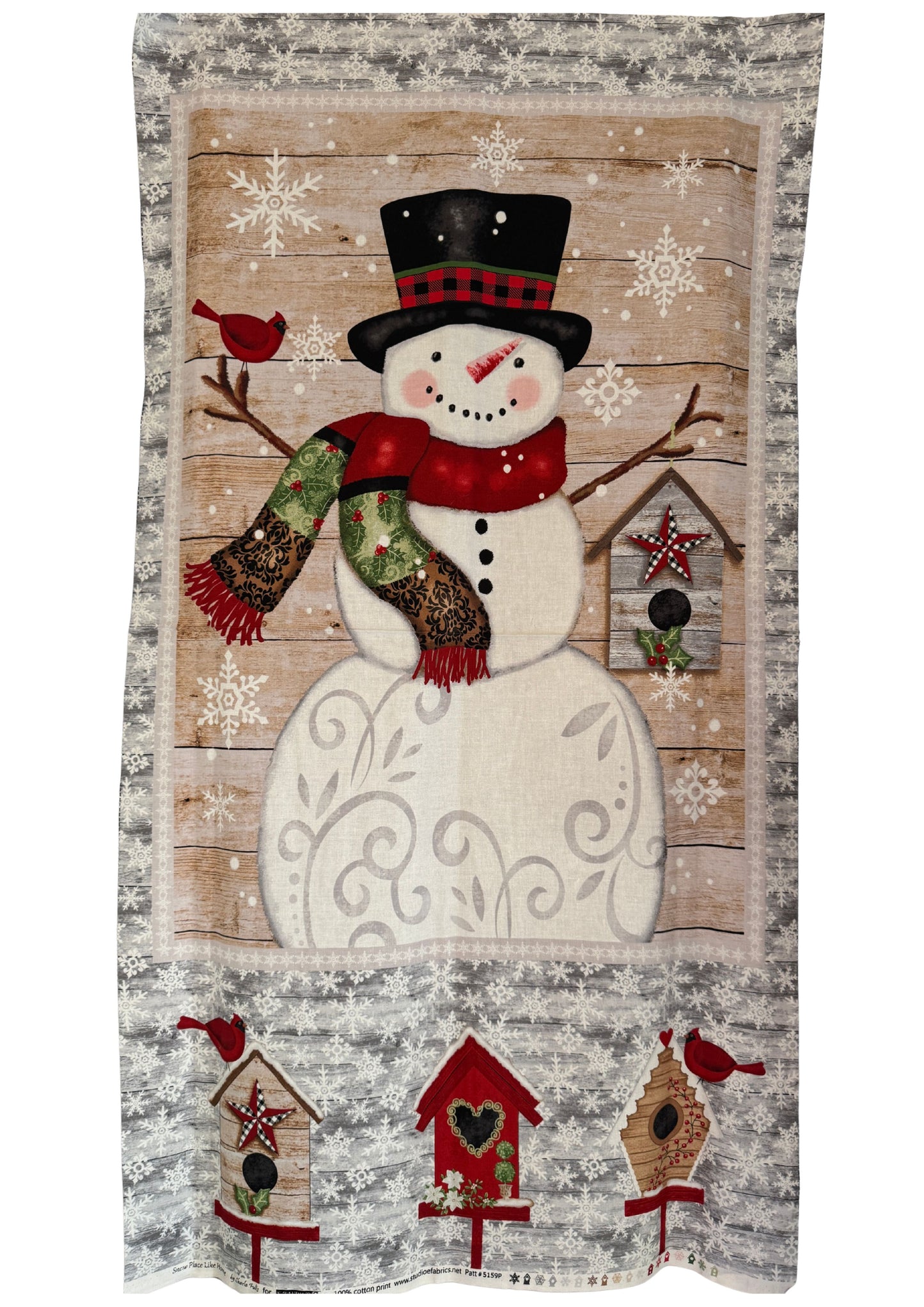 FLANNEL - Cheater Quilt Multi Snowman Patch, Snow Place Like Home - Christmas Snowman fabric,  24" Snowman Panel