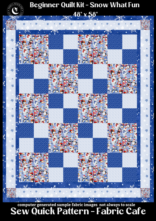 Snow What Fun Penguin Quilt Kit -  FREE video tutorial from Fabric Café