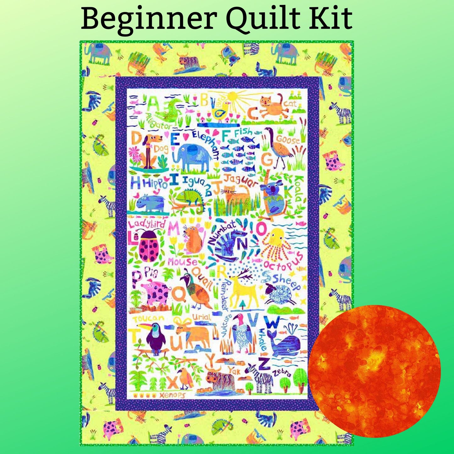 Alphabet Animal Magic Panel Quilt by Tracy English by Clothworks Beginner Nursery QUILT KIT