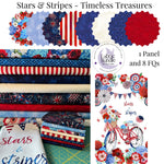 Stars & Stripes Patriotic Fabric Bundle – Panel + 8 FQs (Timeless Treasures)