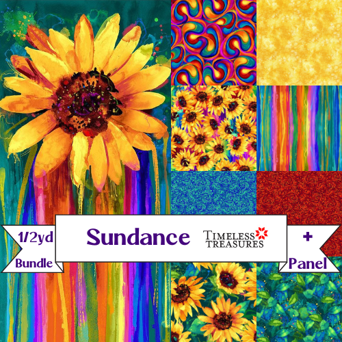 Sundance Sunflower Fabric Collection of Half Yard Cuts & Panel Bundle