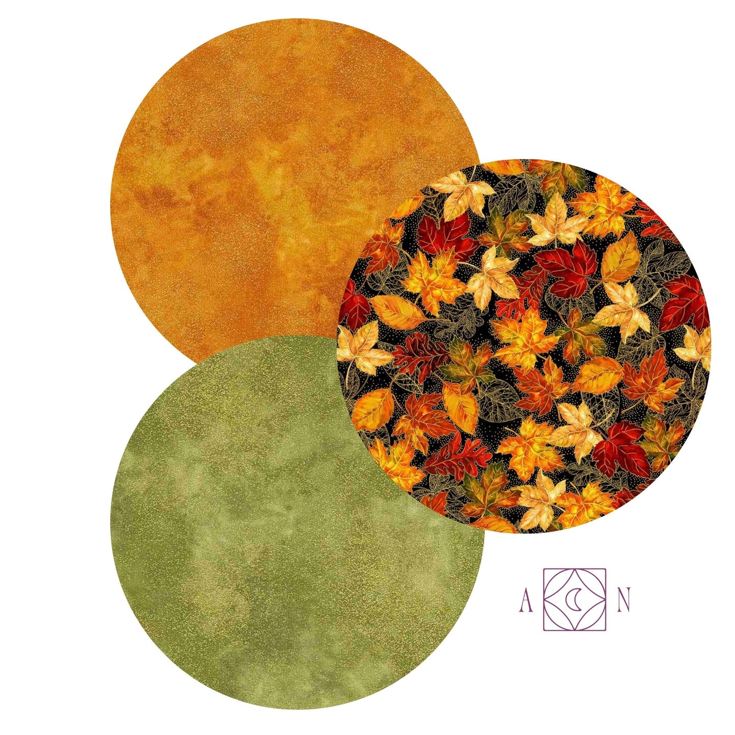 Thankful Autumn Leaves – 3 Yard Quilt Fabric Bundle | Metallic Fall | Angels Neverland Exclusive