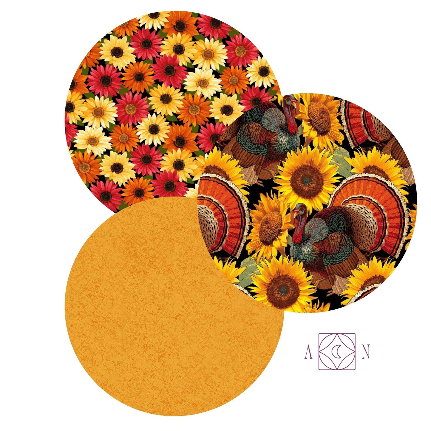 Autumn Glory Turkeys & Sunflowers – 3 Yard Quilt Fabric Bundle | Angels Neverland Exclusive