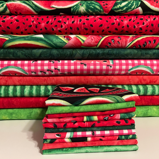 Watermelon Fabric Bundles (10 pieces) by Timeless Treasures (FQs, 1/2 yd & 1 yd)