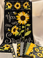 You are my Sunshine Fat Quarter Fabric bundle with Sunflower Cotton Panel - Floral Sunshine FQs