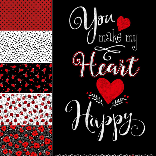 You Make My Heart Happy FQs with PANEL Bundle Cotton Fabric