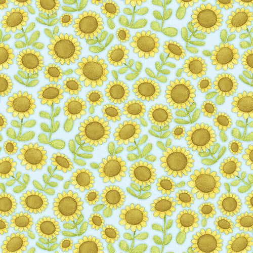 Farm Babies Sunflower Meadow Panel Quilt Kit | Material Girlfriends 3YD Andapanel Pattern