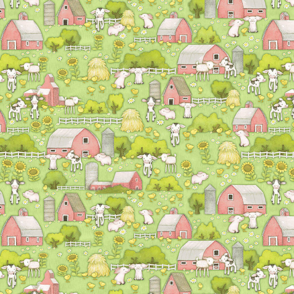 Angelsneverland Quilt Kit Farm Babies Cotton Fabric Bundle with Panel (FQ, 1/2 yard, 1 yard)