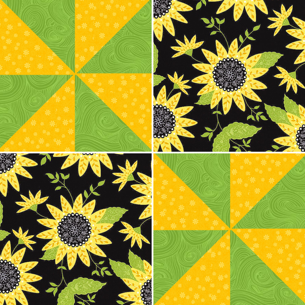 Angelsneverland Quilt Kit Pinwheel Plus One by Fabric Café Quilt Kit with Sunflower Fabric