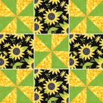 Angelsneverland Quilt Kit Pinwheel Plus One by Fabric Café Quilt Kit with Sunflower Fabric