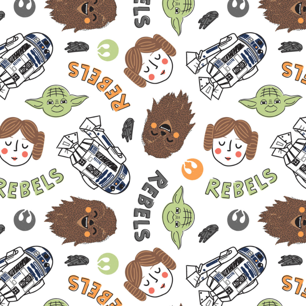 Star Wars Fabric BUNDLE Just Roll With It Panel BB8 R2D2 and DO