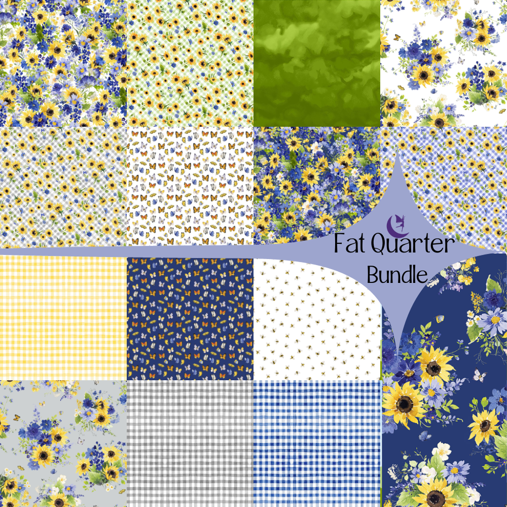 Clothworks Fabric Bundle Sunflower Bouquets Fat Quarter Fabric Bundle by Heartherlee Chan (15 pieces)